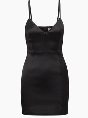 Aritzia Wilfred Hypnosis Black Satin Dress with Adjustable Straps
